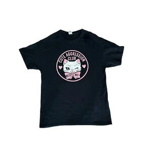 Cute Aggression Club women’s Cat Black T-Shirt size medium